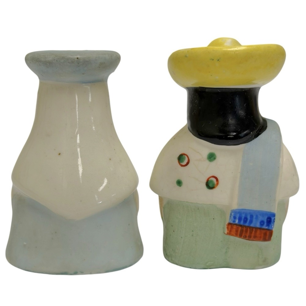 VTG Mexican Man & Woman Salt & Pepper Shakers w/stoppers Made In Occupied Japan - Picture 4 of 10